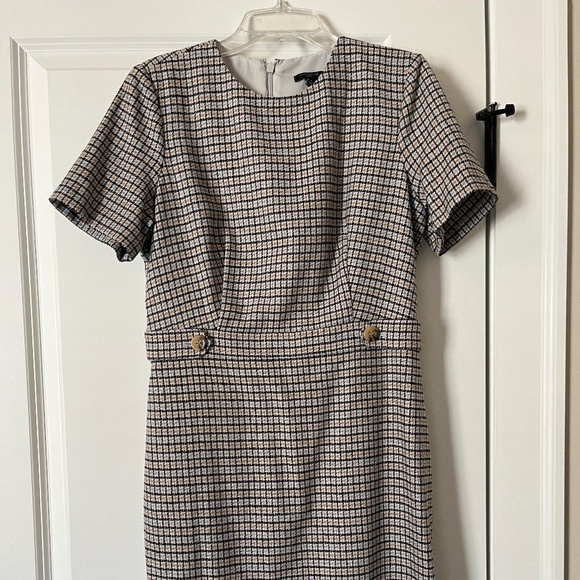 Ann Taylor Micro Check Shift Dress - 4P - Picture 1 of 5